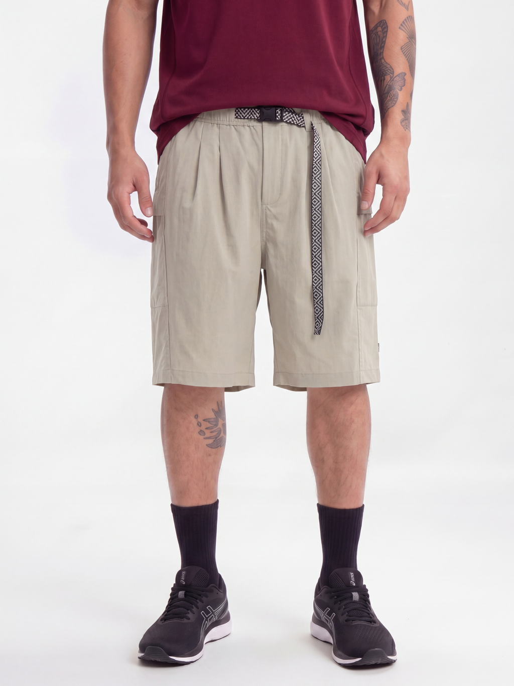 Rainhewn - Men's Lightweight Quick-Dry Belted Casual Shorts